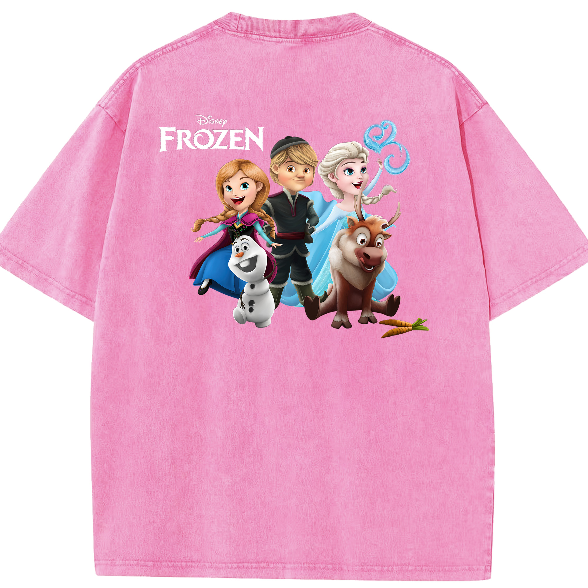 （画像用） アナと雪の女王 アンナ エルサ Frozen Anna Elsa 綿100% ヴィンテージ風 半袖Tシャツ（背面プリント）